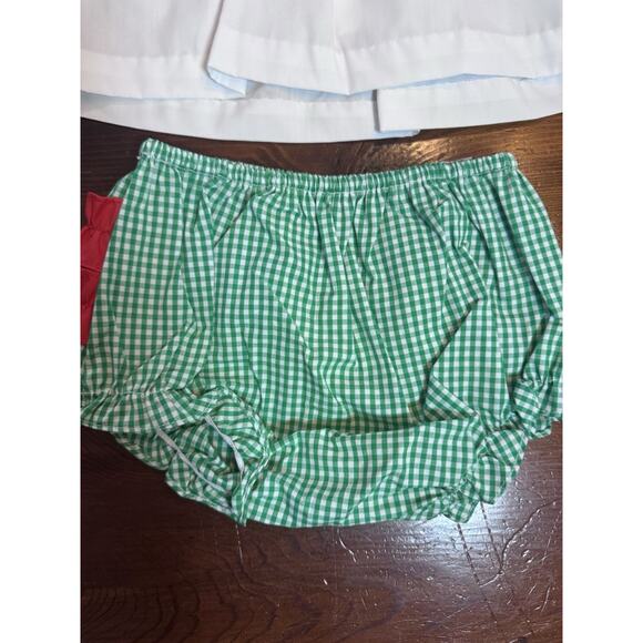 Petit Ami Christmas Santa Smocked Girls Green Check Diaper Set 3 Months $50 NWT - Picture 6 of 9